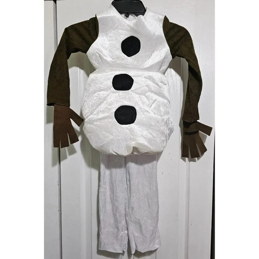Frozen Olaf Costume Toddler 3T-4T Snowman Plush Belly Hood Disney Disguise 2 Kid - Picture 4 of 6